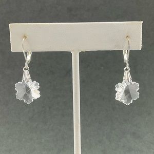 New Crystal Snowflake Earrings, Handmade, Minimalist, Winter, Faceted Glass